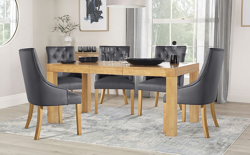 Cambridge 125 170cm Oak Extending Dining Table With 4 Duke Grey Chairs