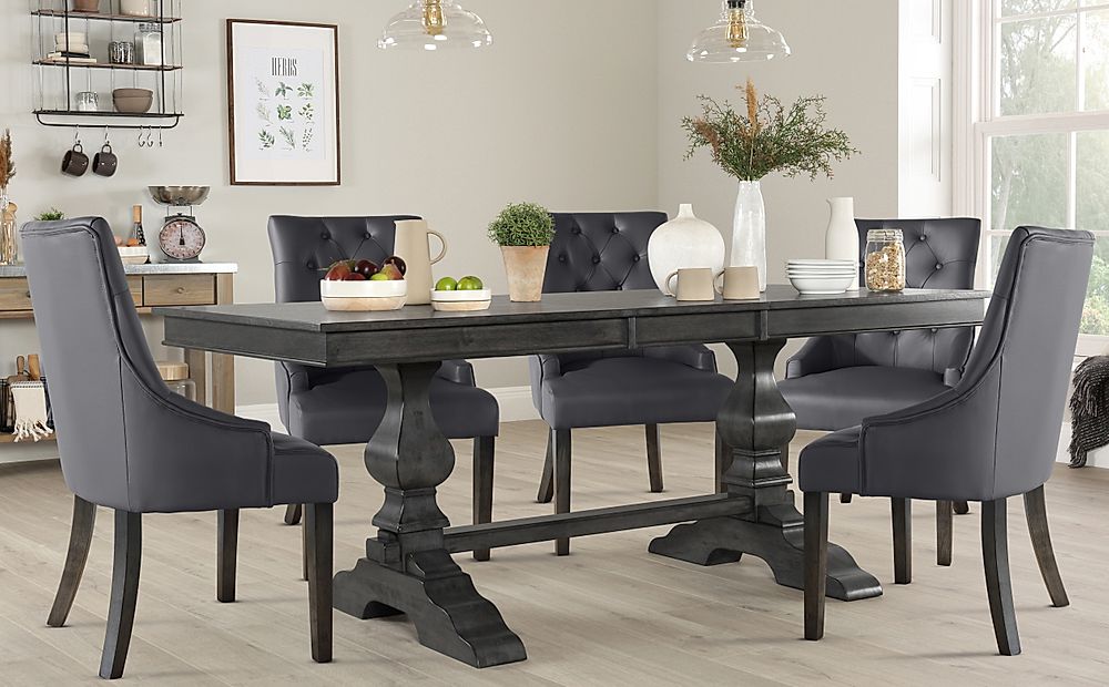 Cavendish Extending Dining Table Duke Chairs Grey Oak Veneer