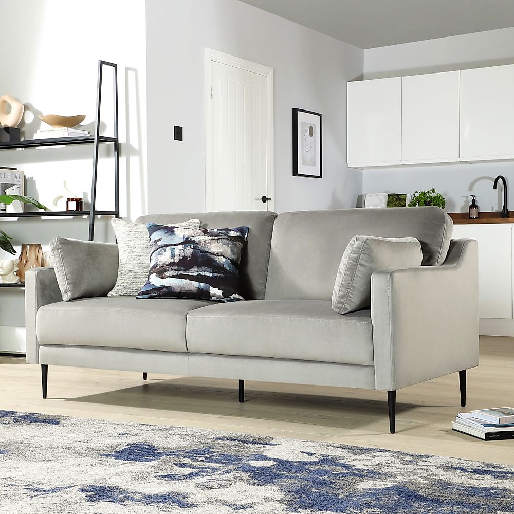 Hepburn Grey Velvet 3 Seater Sofa Furniture And Choice