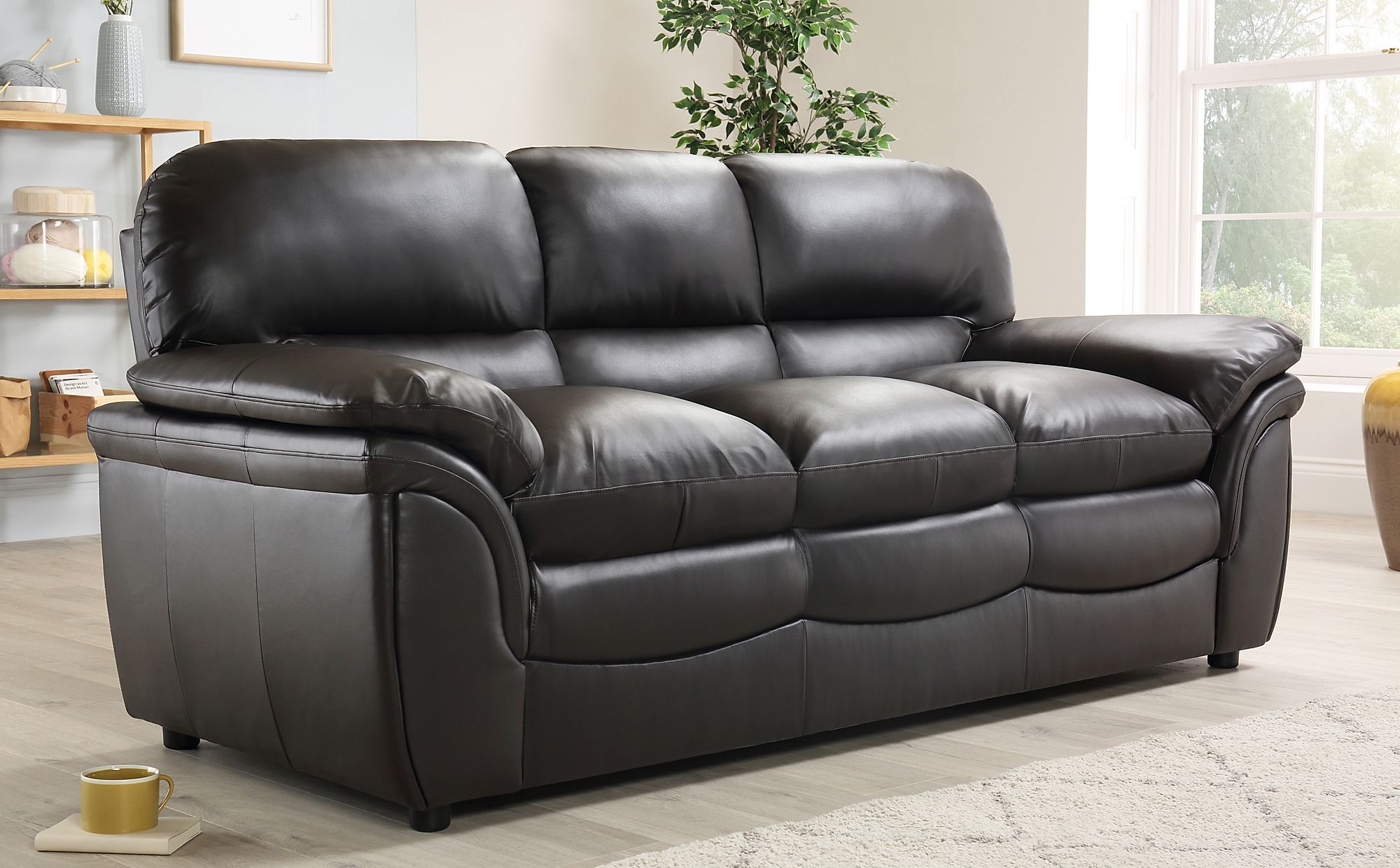 brown vegan leather sofa