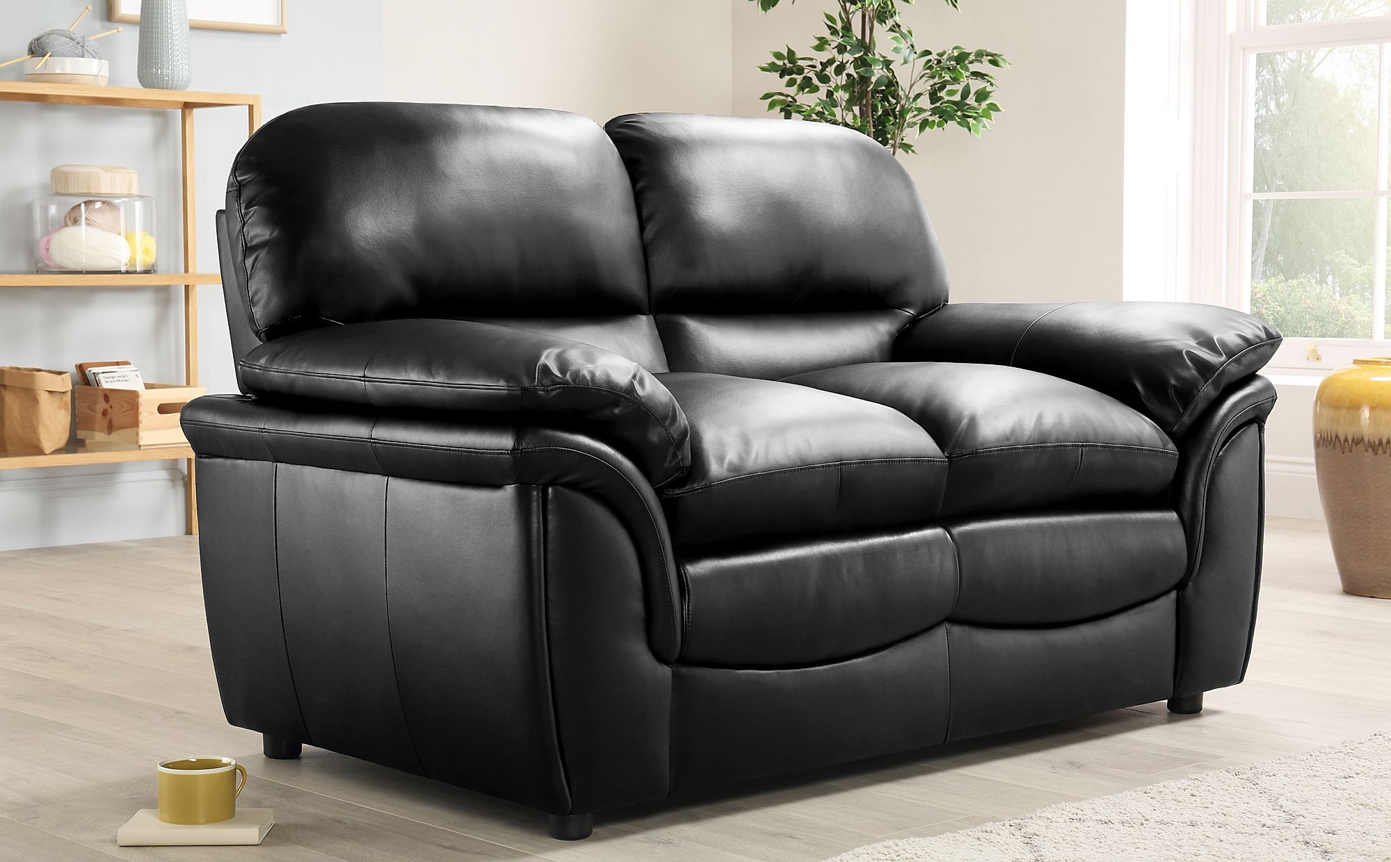 2 seater leather chaise sofa