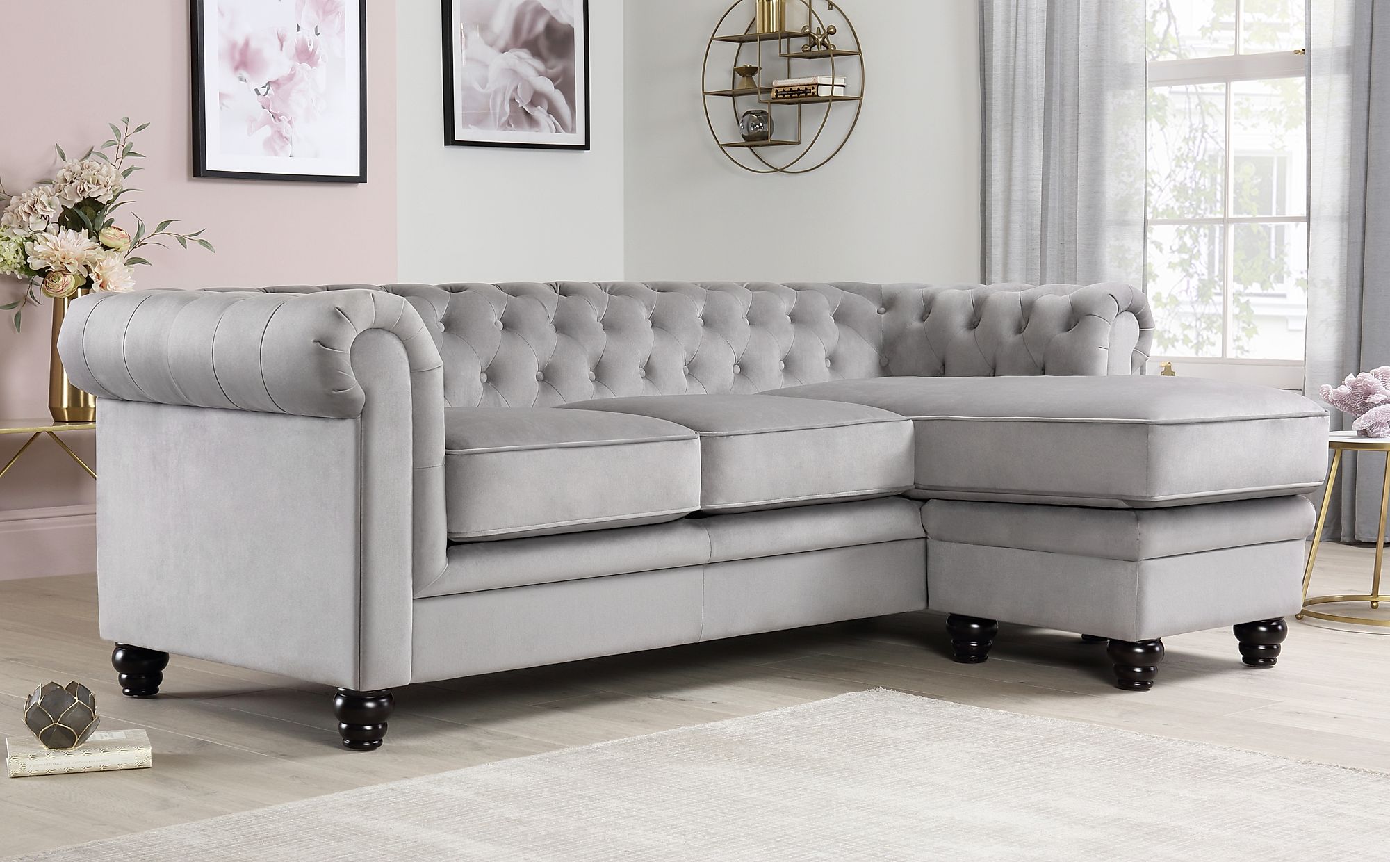 chesterfield l shape sofa bed