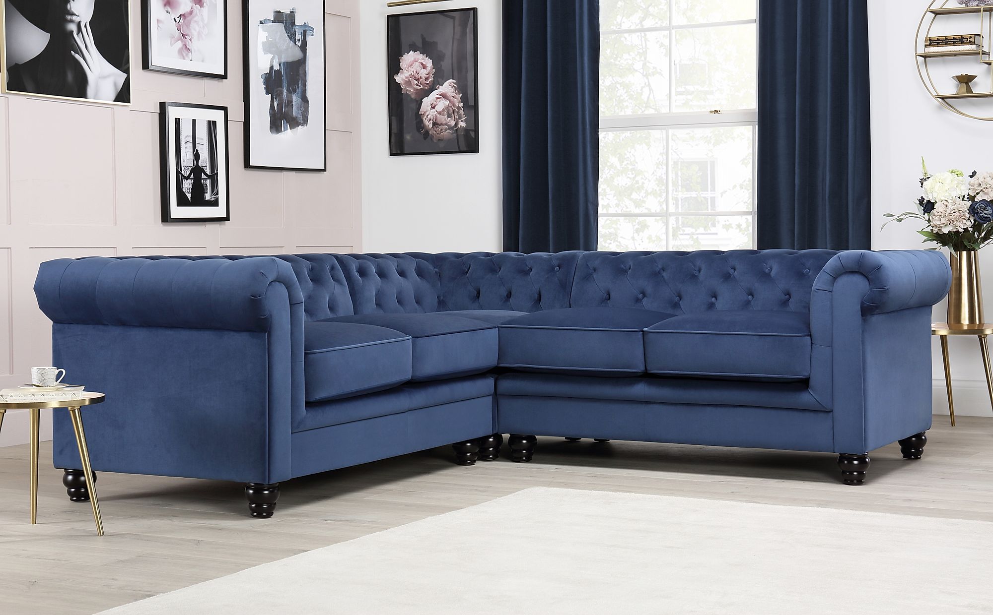 blue leather corner sofa uk