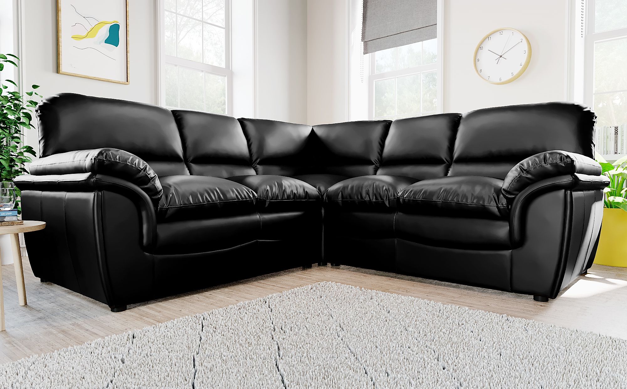 rochester black leather sofa
