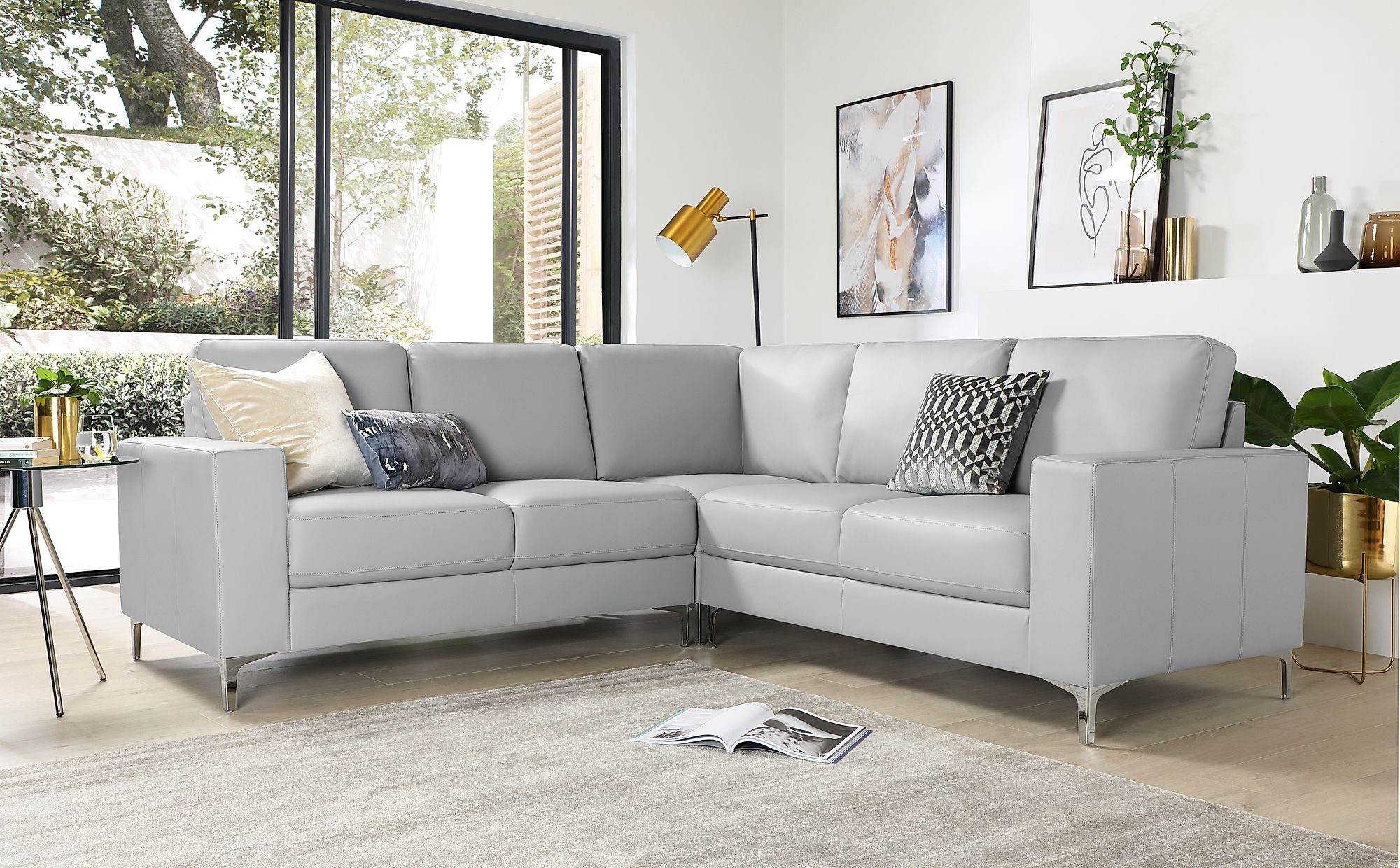 pale grey leather corner sofa