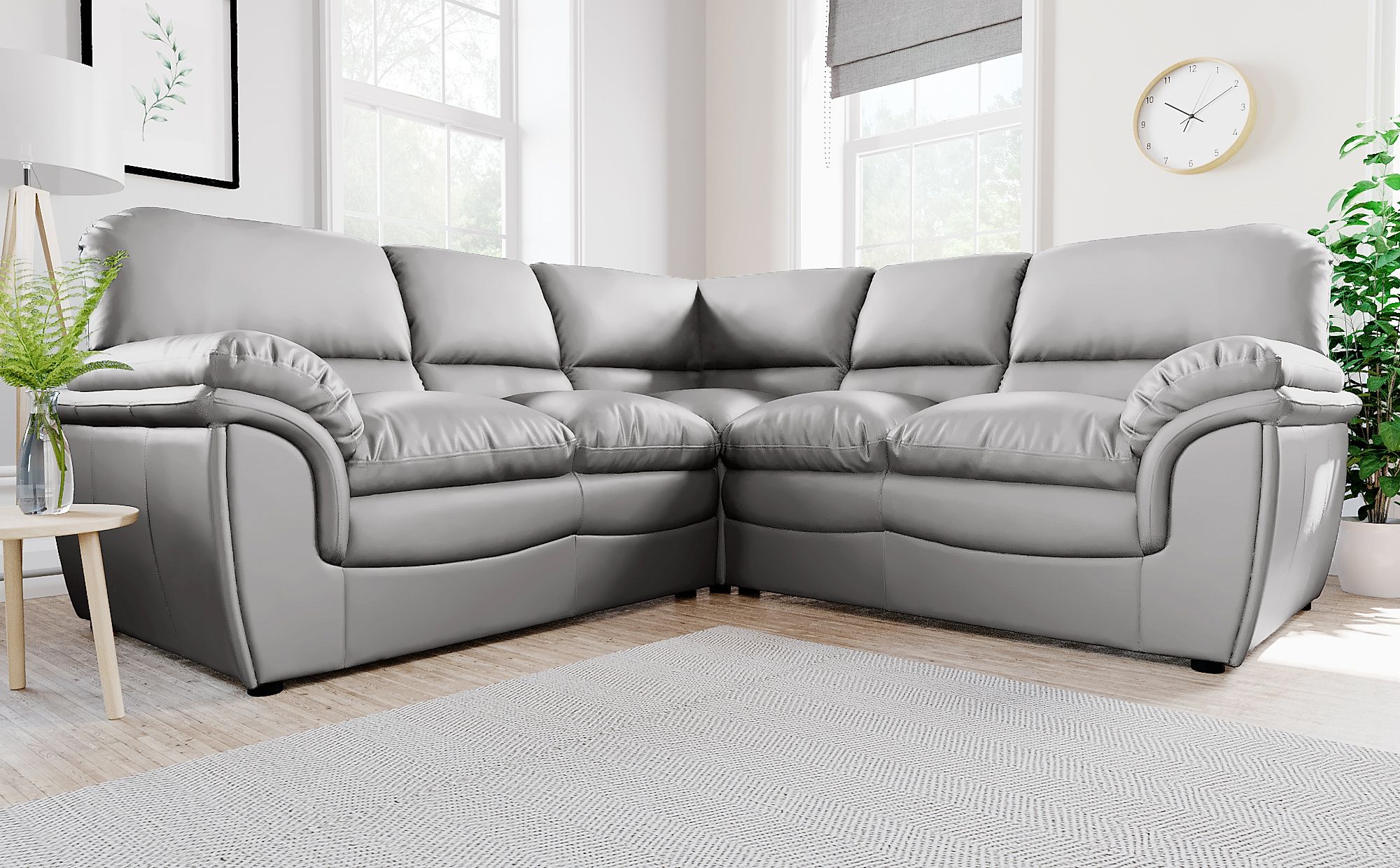 light grey leather corner sofa