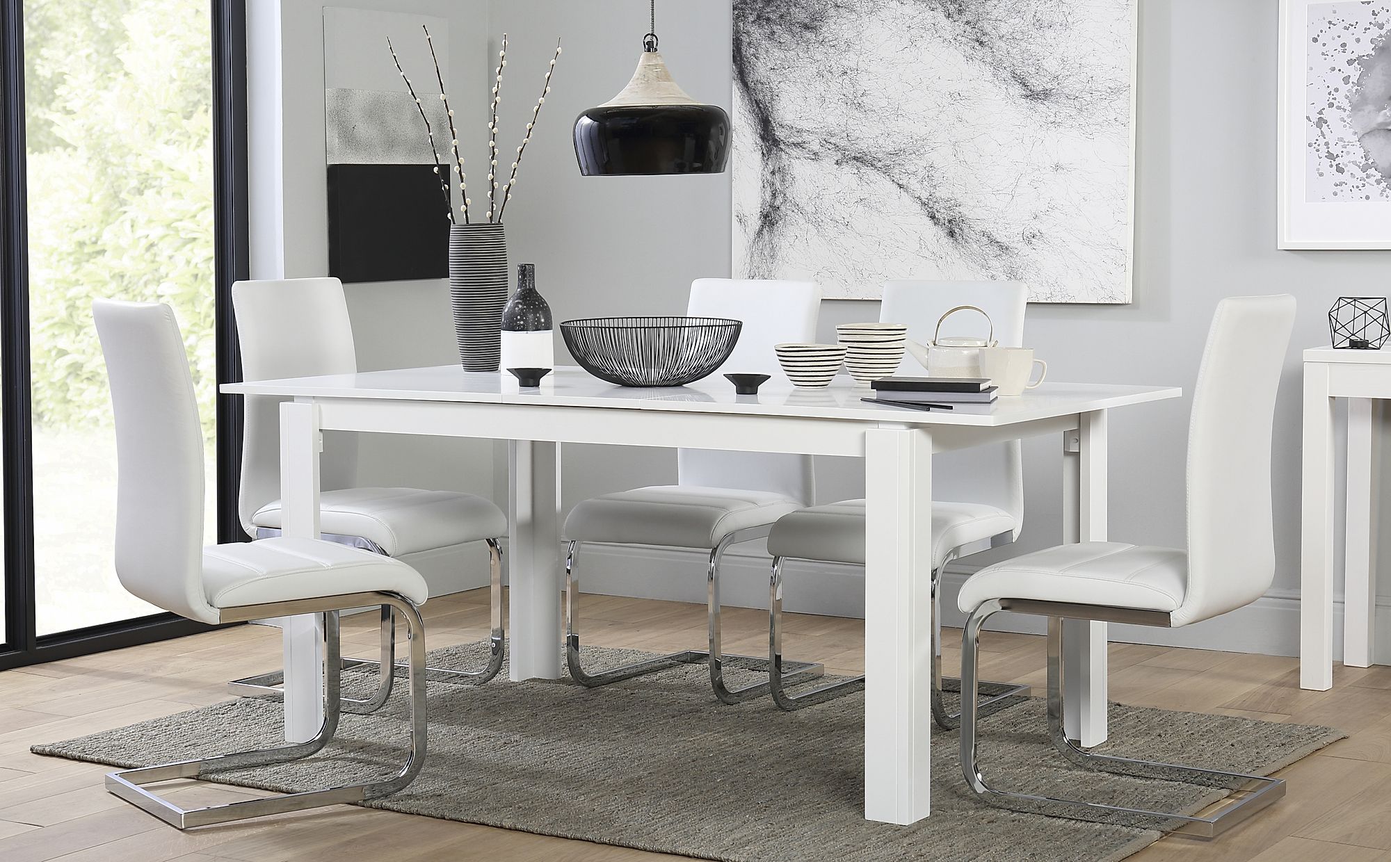white leather dining room table