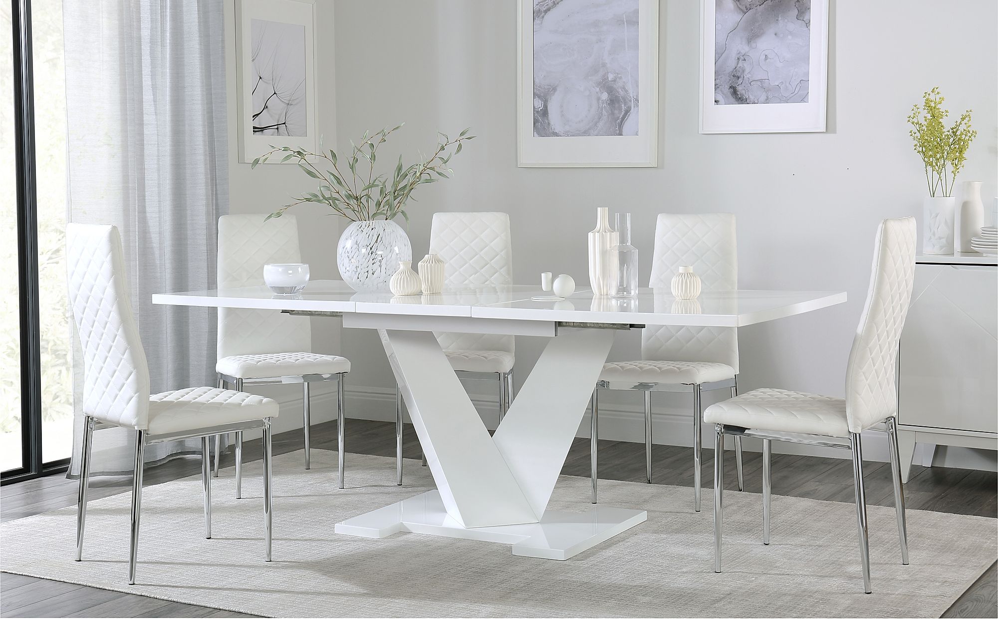 contemporary white dining room table