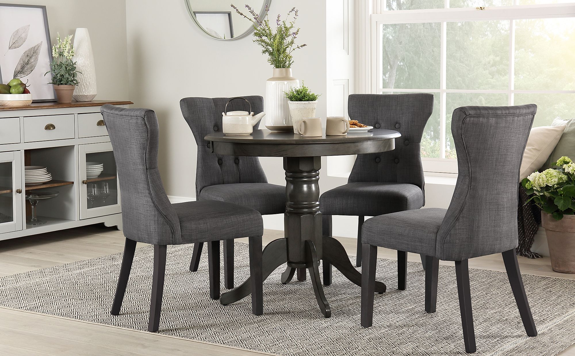 Grey Round Dining Room Table And Chairs