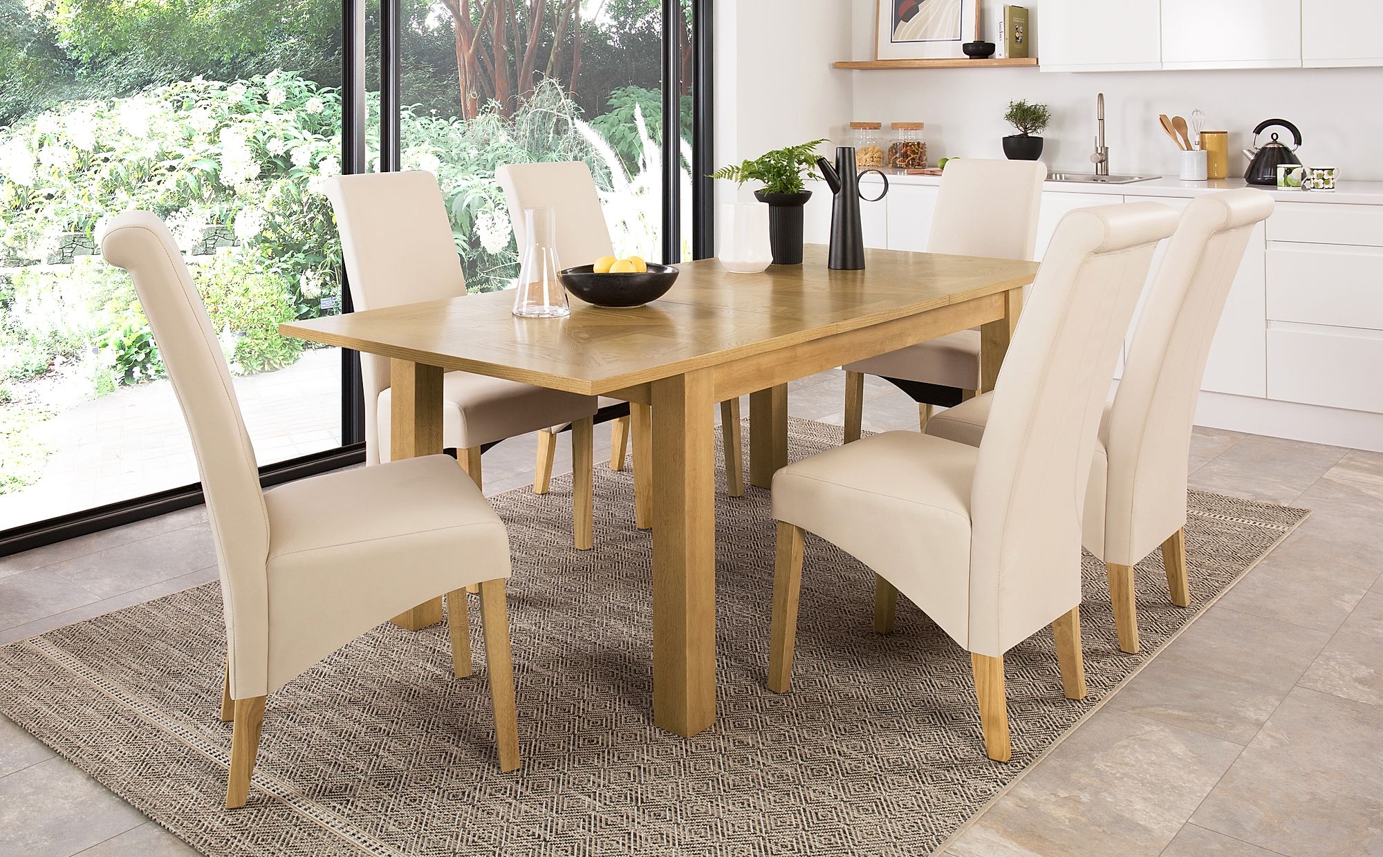 cream dining room table chairs