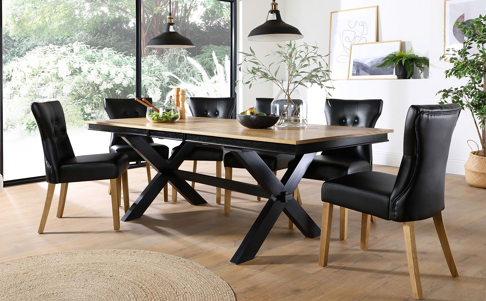 Black And Oak Dining Room Table