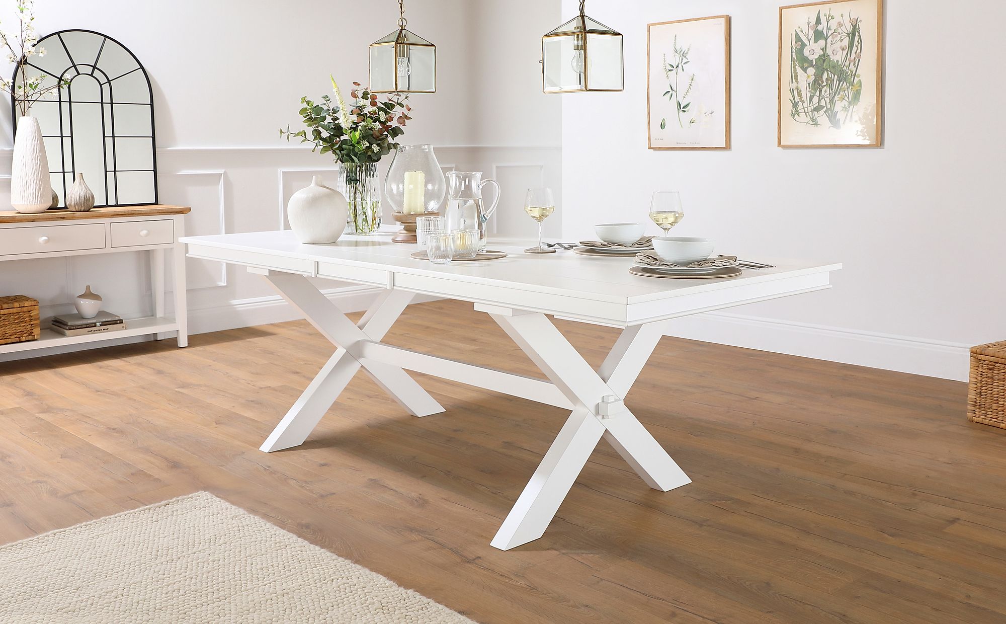 extending dining room table white
