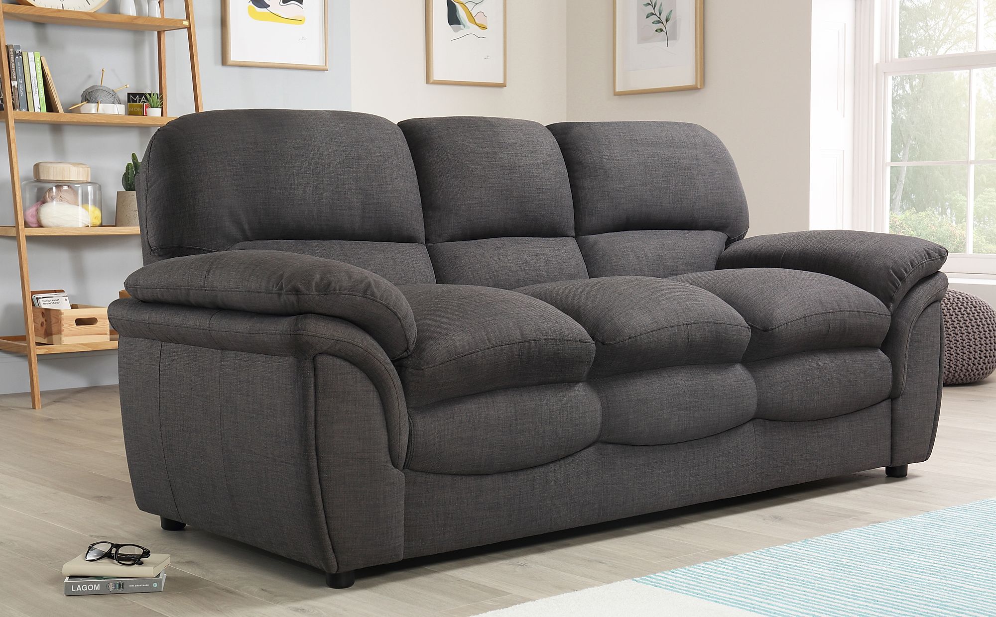 3 seater fabric sofa bed grey