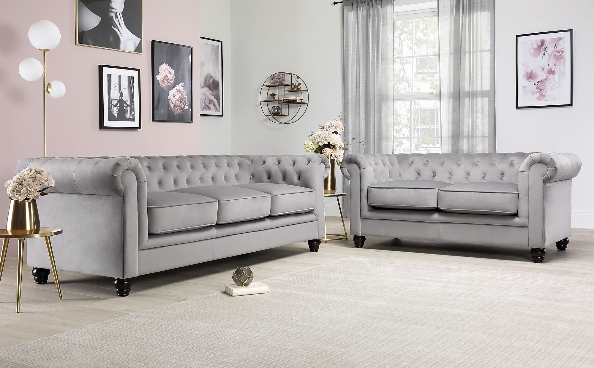 grey velvet sofa living room