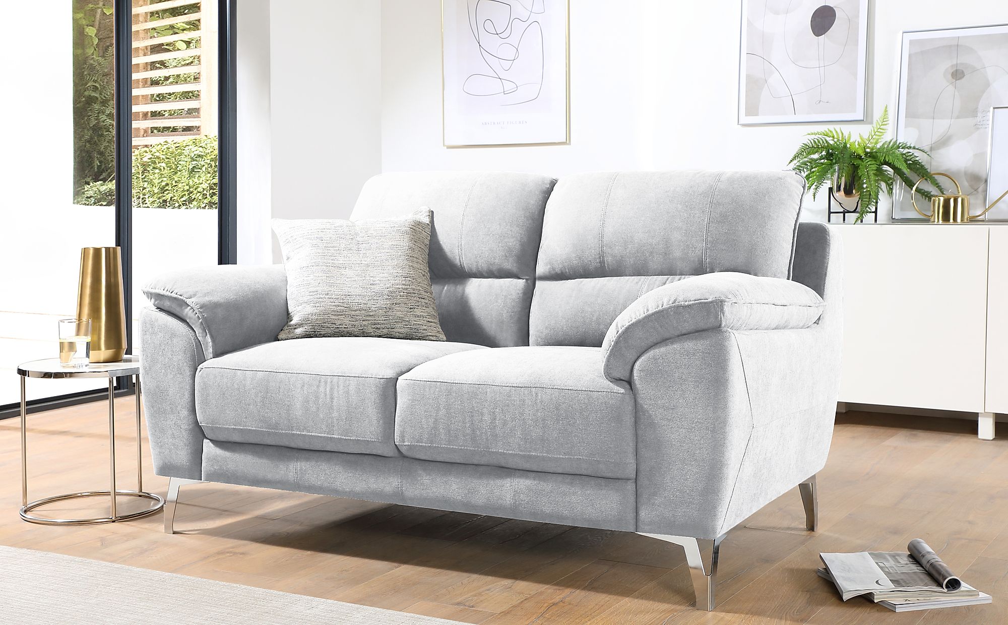 Madrid Dove Grey Plush Fabric 2 Seater Sofa | Furniture Choice