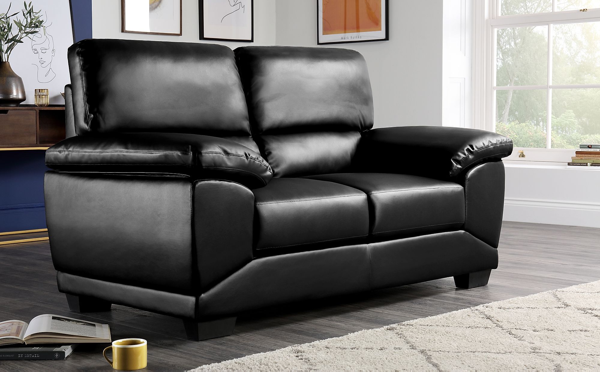 oregon black leather sofa