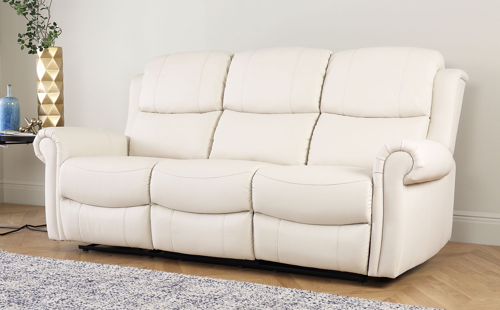 ivory leather reclining sofa