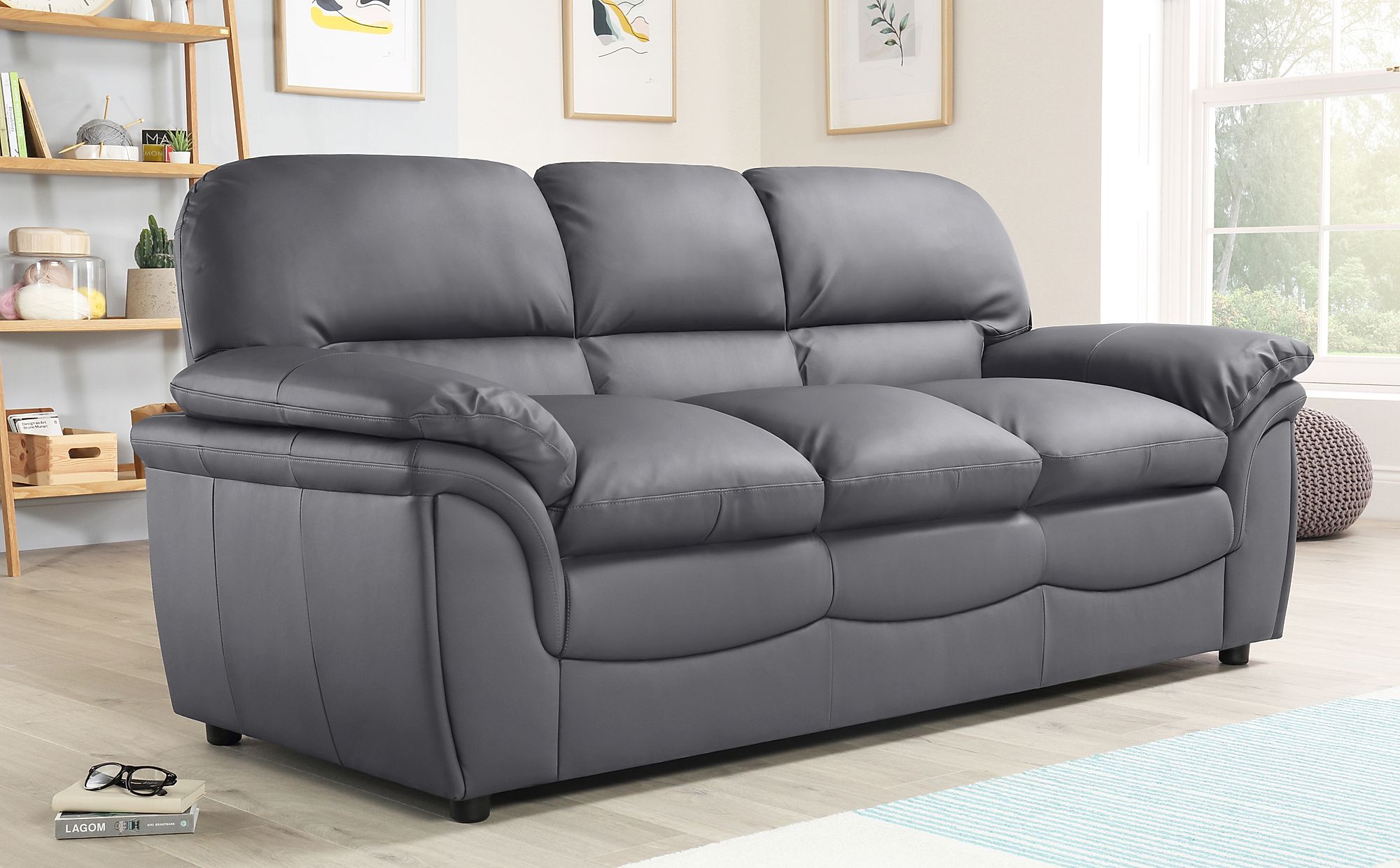 soft gray leather sofa