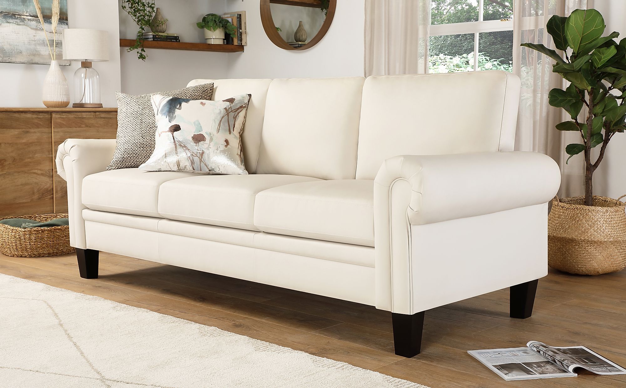 modern ivory leather sofa