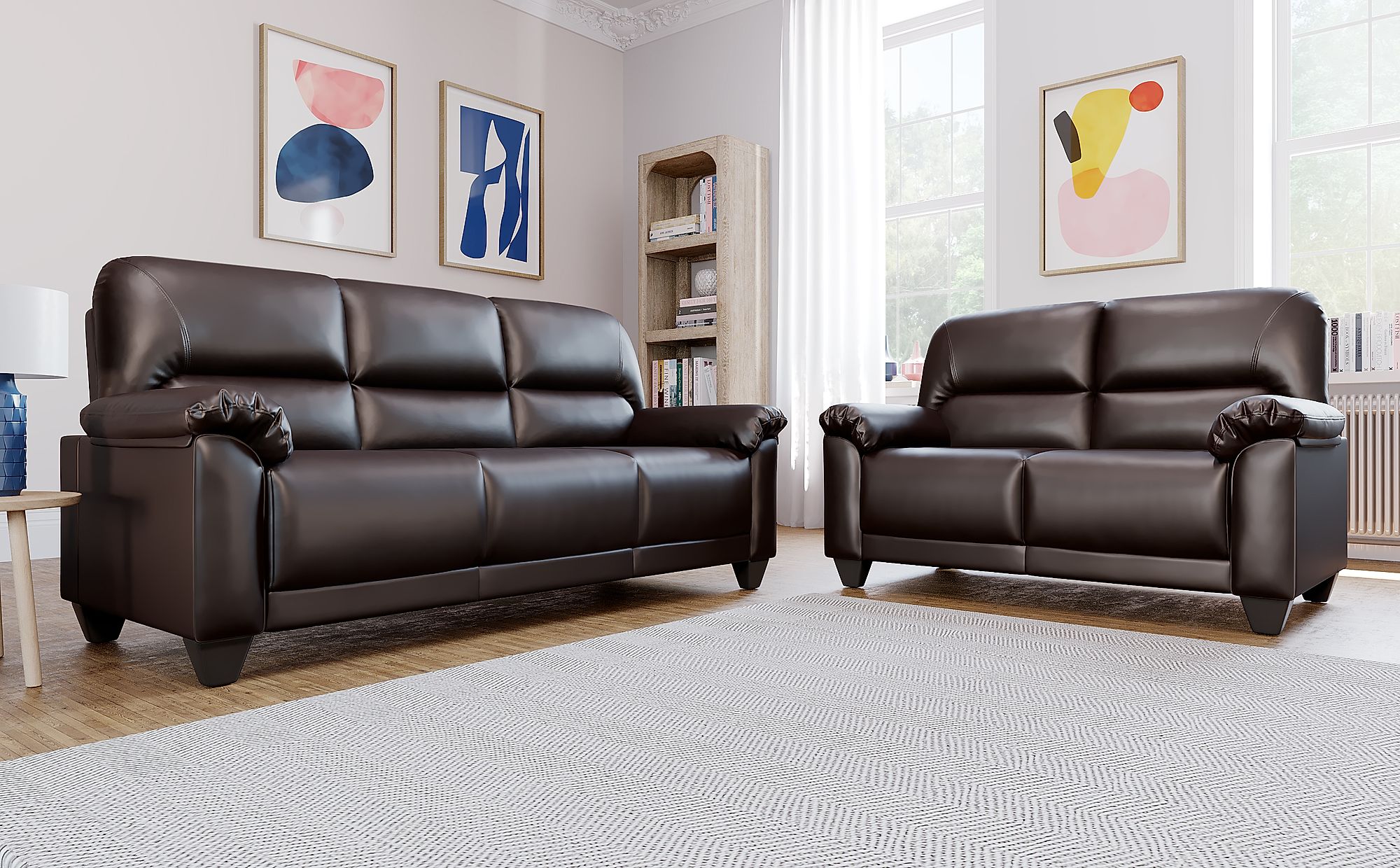 brown leather sofa set with reclienr