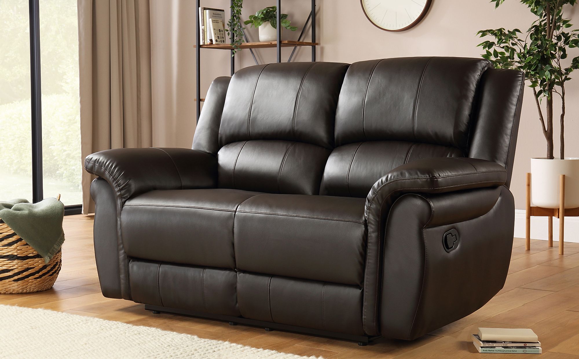2 seat recliner sofa light brown bonded leather