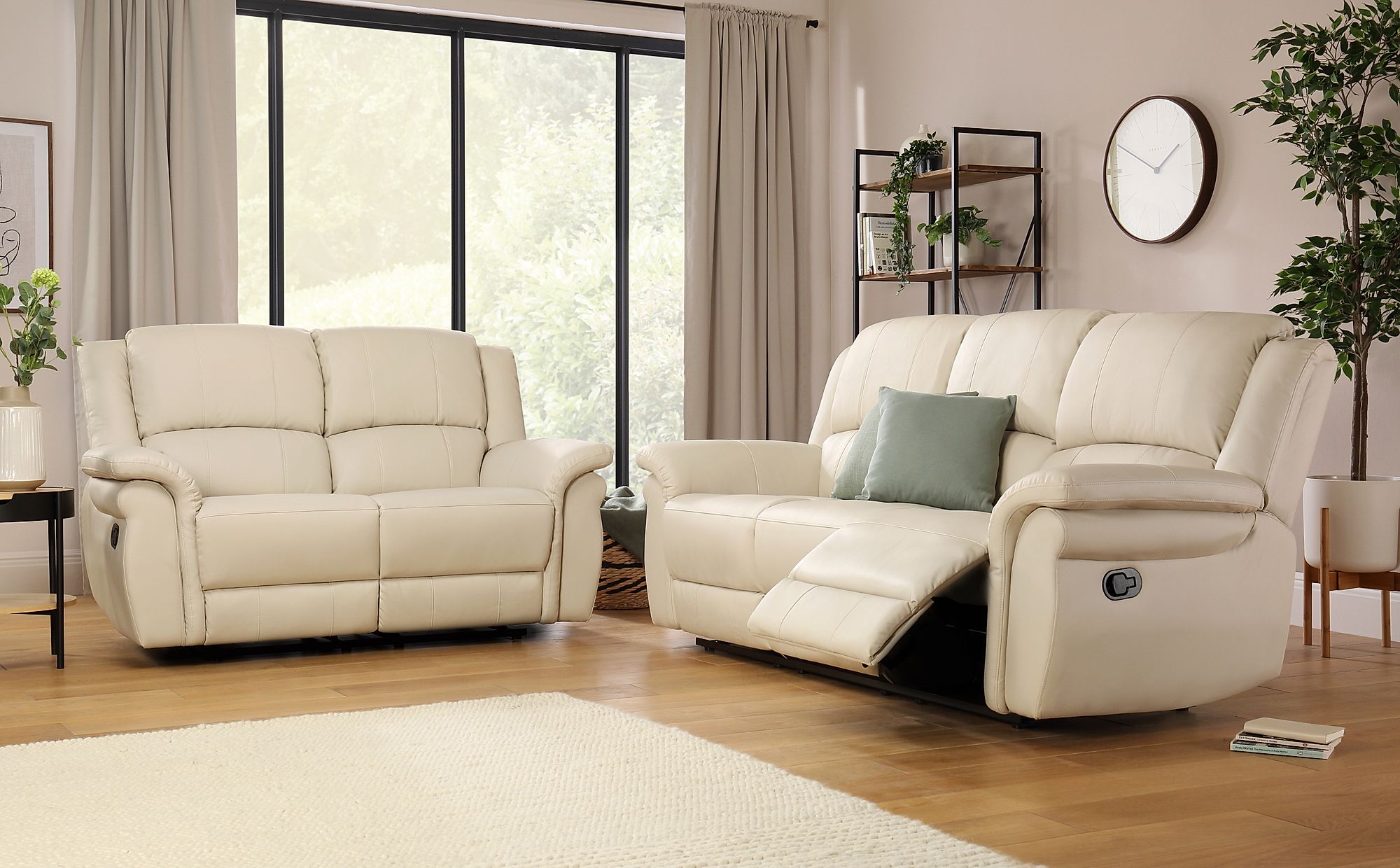 Lombard Ivory Leather 3+2 Seater Recliner Sofa Set | Furniture Choice