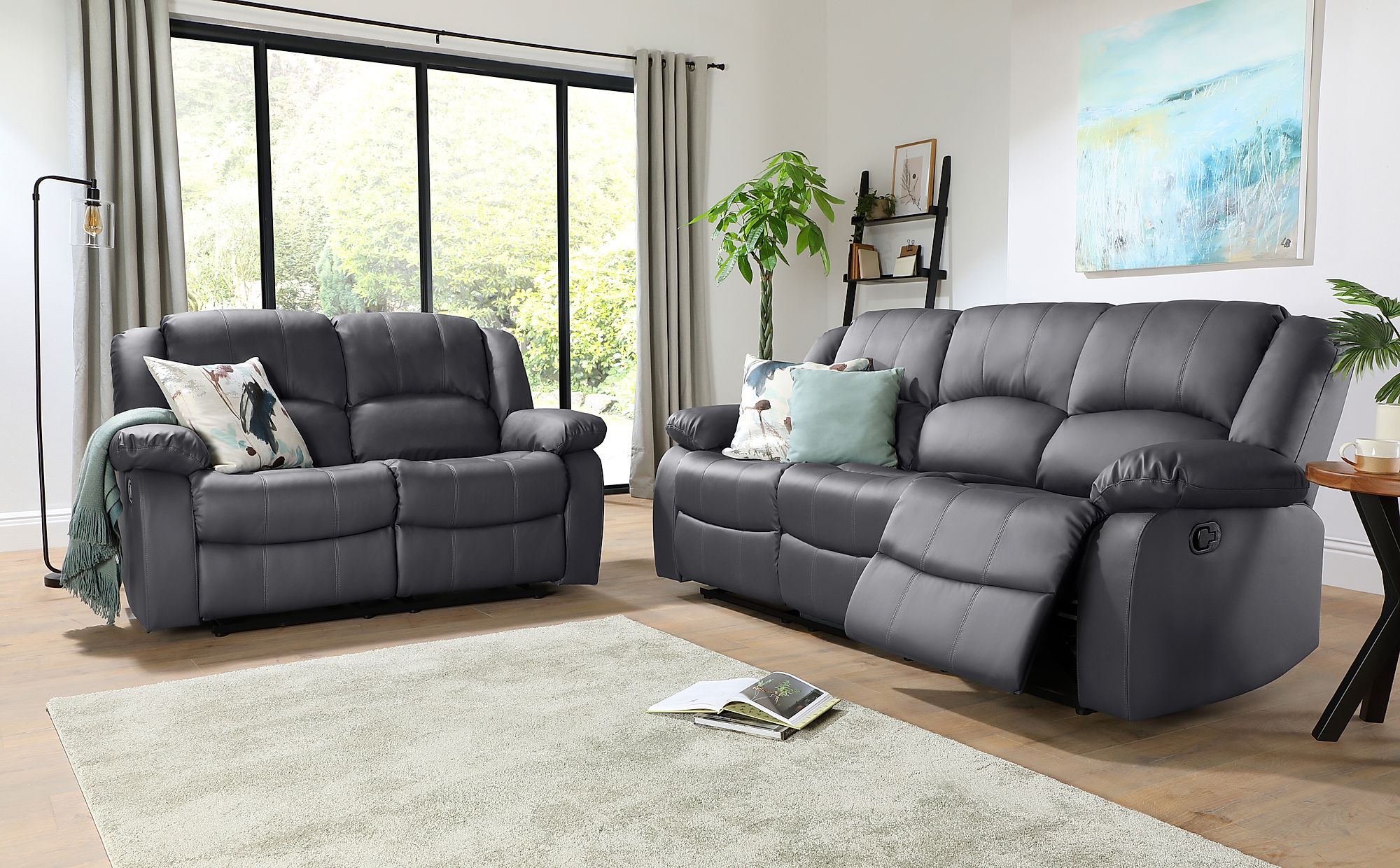 dakota grey leather sofa