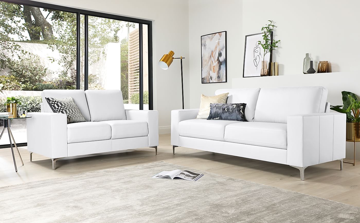 white leather sofa set