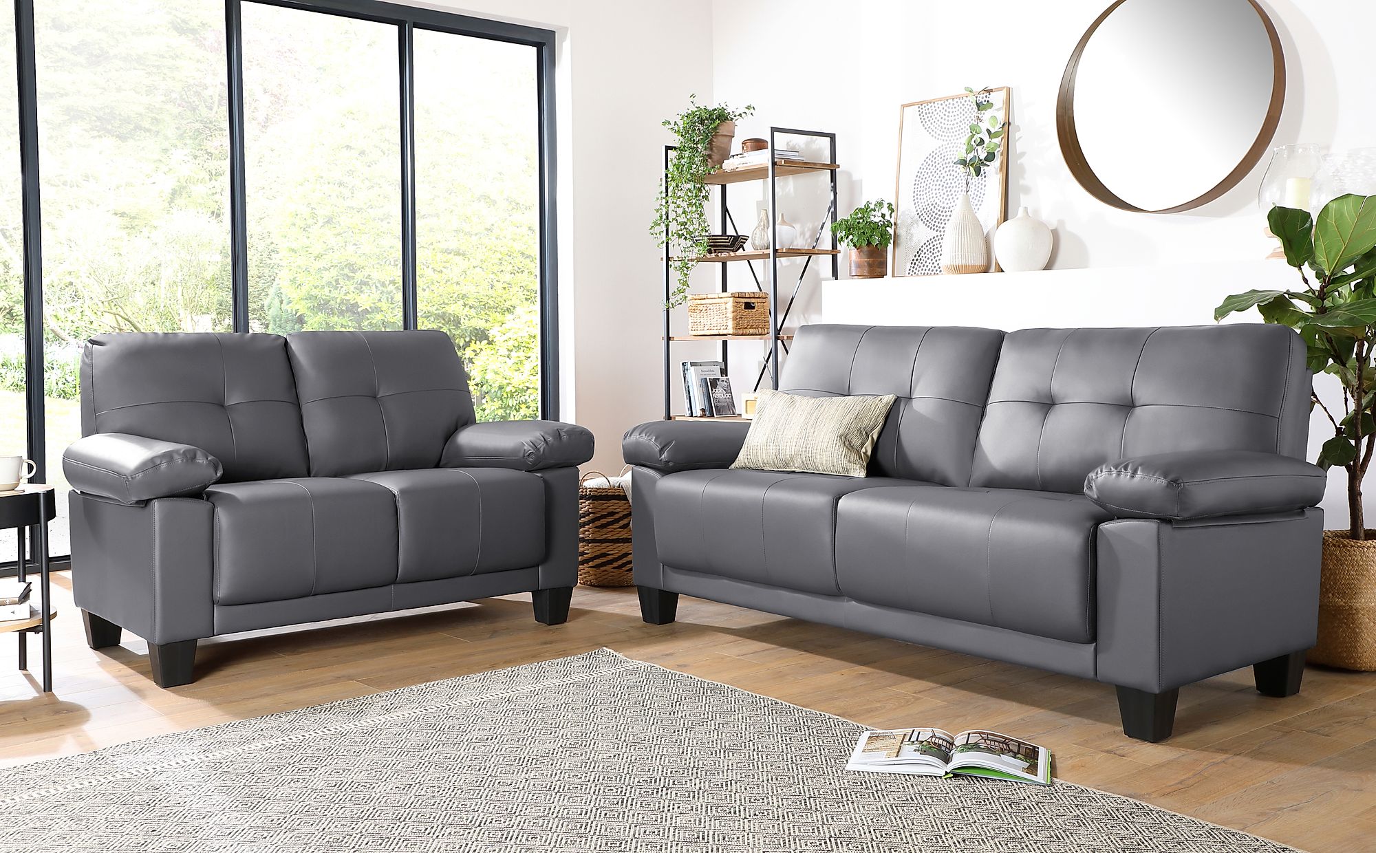 cheap grey leather sofa