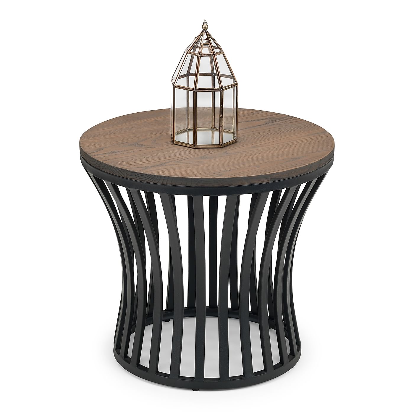 Bailey Round Elm And Black Metal Side Table Furniture And Choice