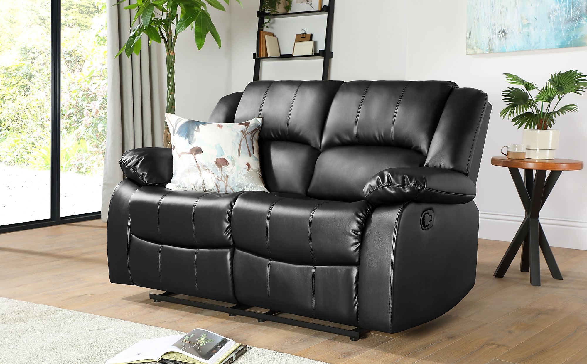 black leather recliner sofa and chair