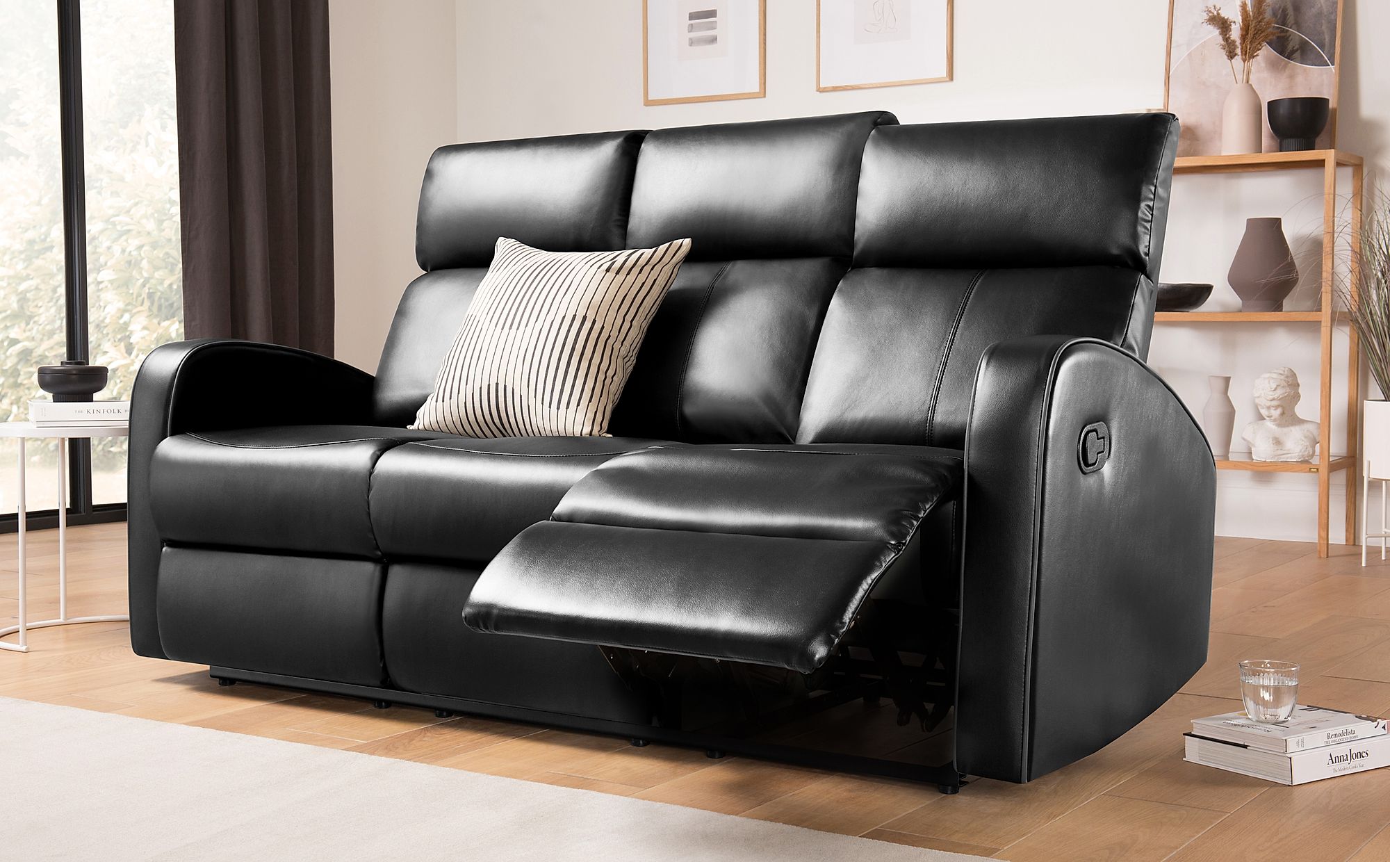 ashley black leather reclining sofa