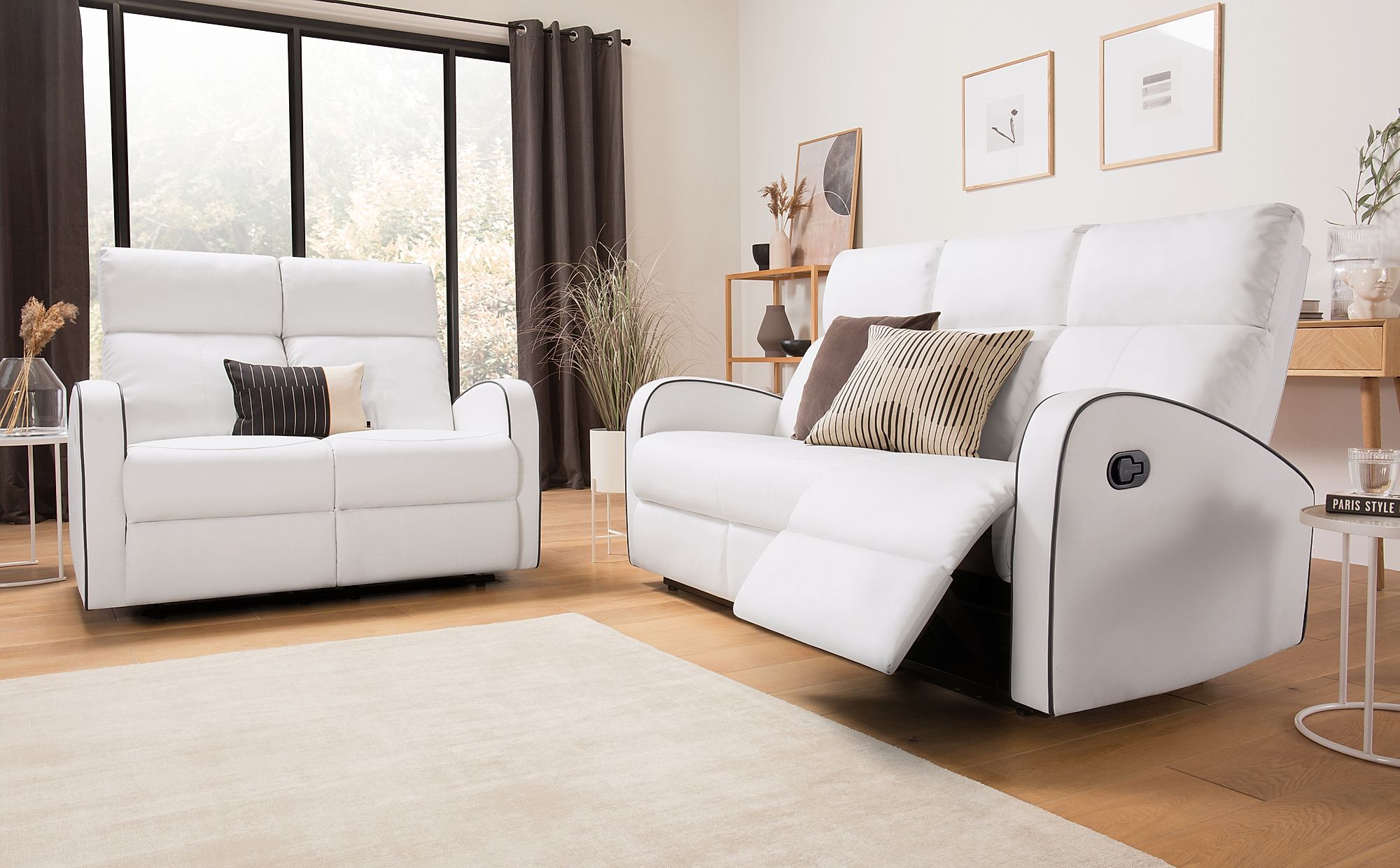 white leather 2 seater recliner sofa