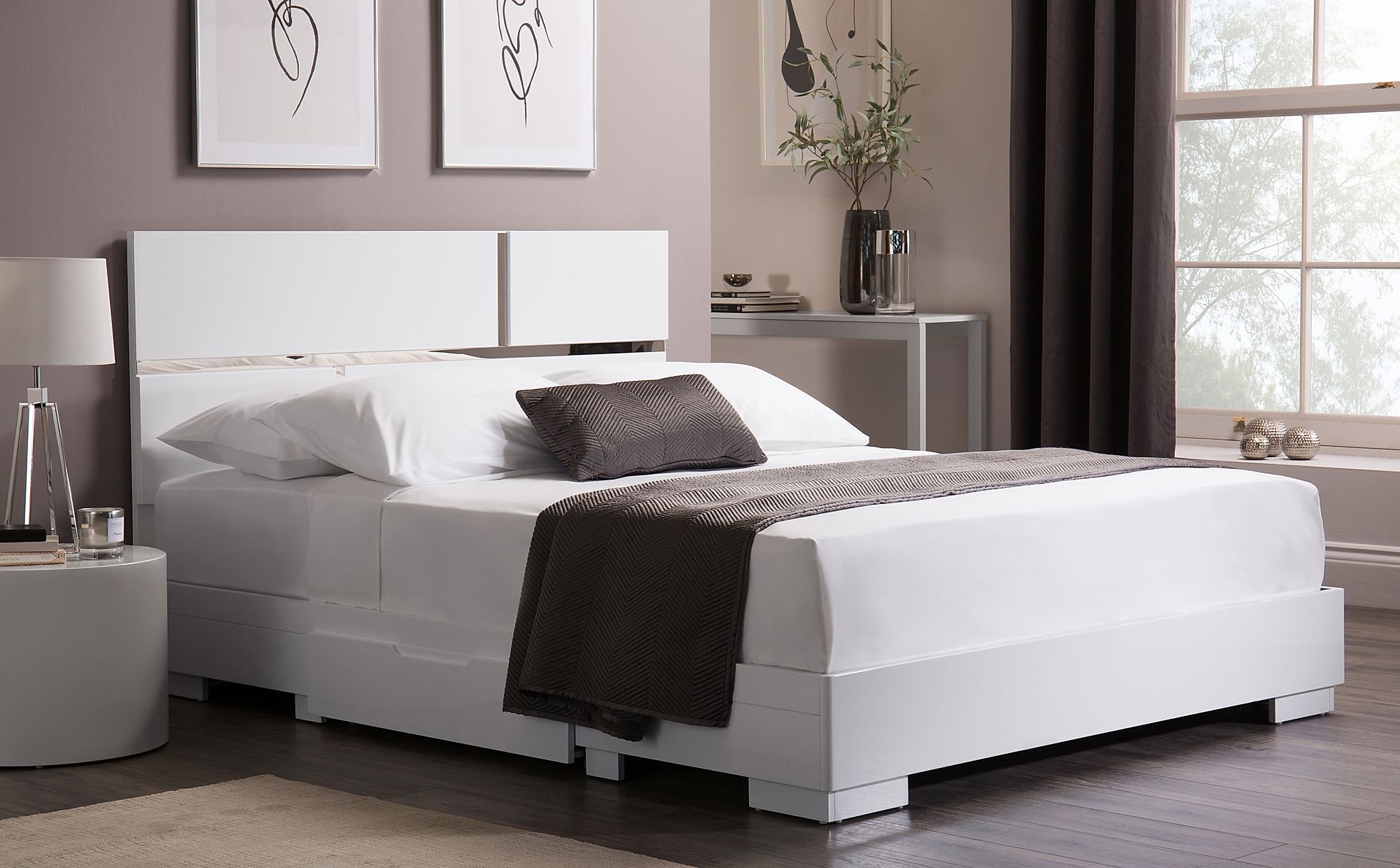 white and grey high gloss bedroom furniture