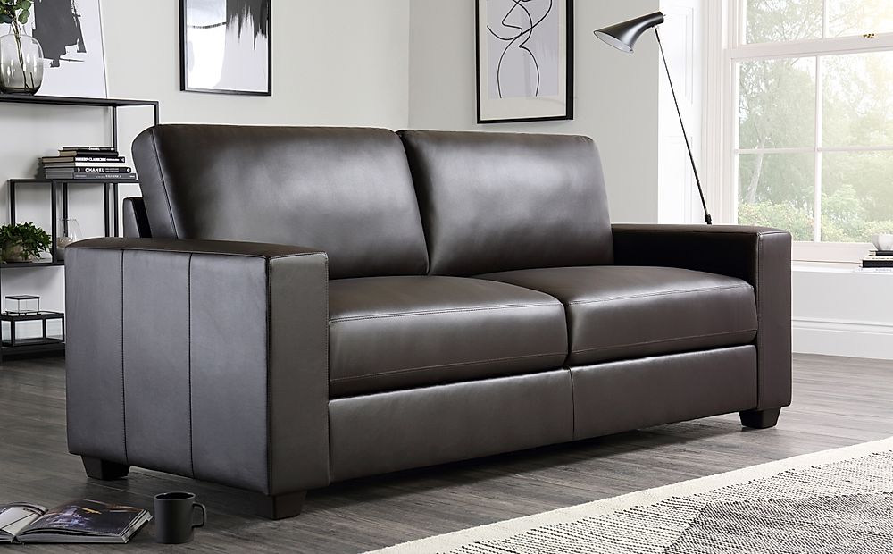 maxwell leather three seat cushion sofa