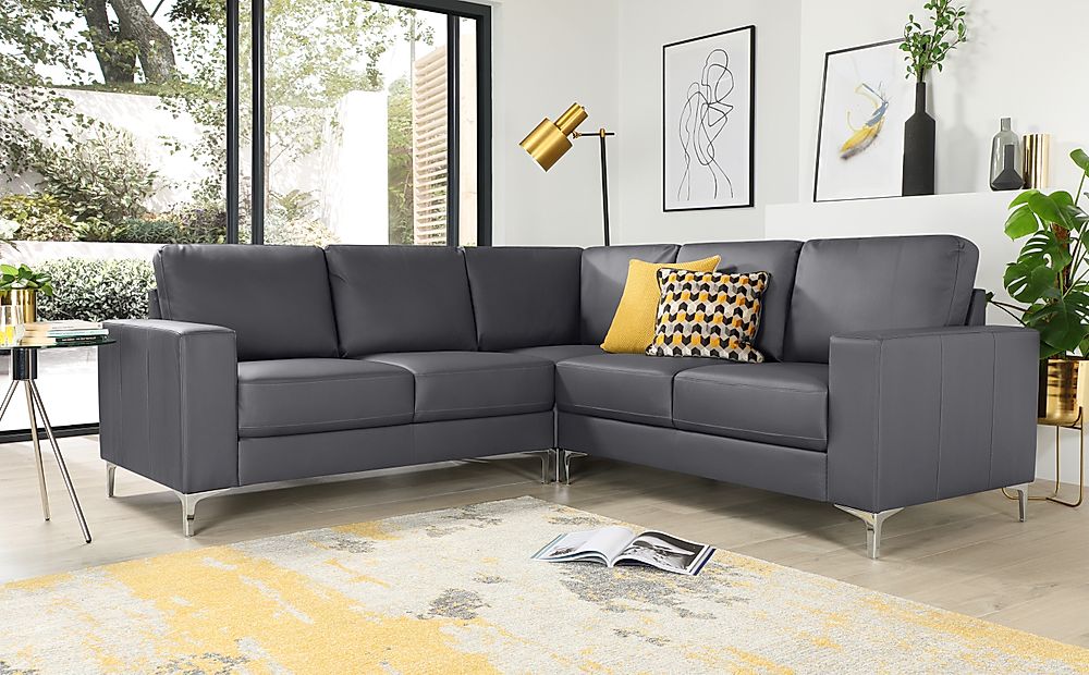 grey leather corner sofa sale