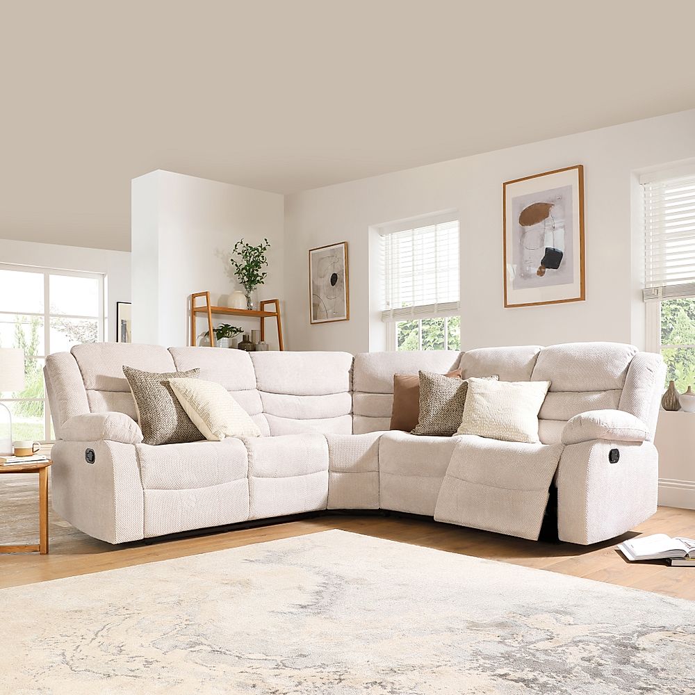 Sorrento Natural Dotted Cord Fabric Recliner Corner Sofa | Furniture ...