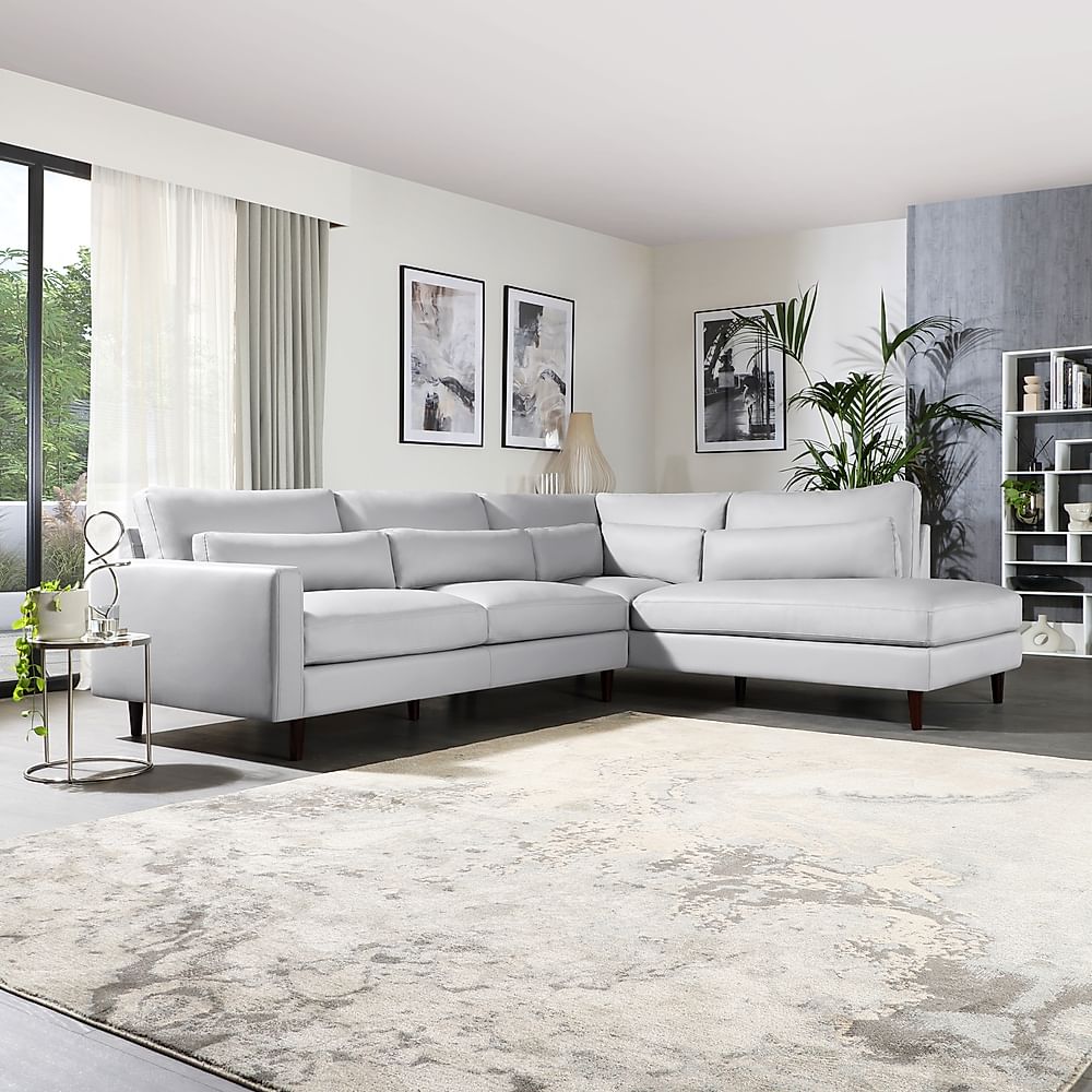 Palermo Light Grey Leather L Shape Corner Sofa - RHF | Furniture And Choice