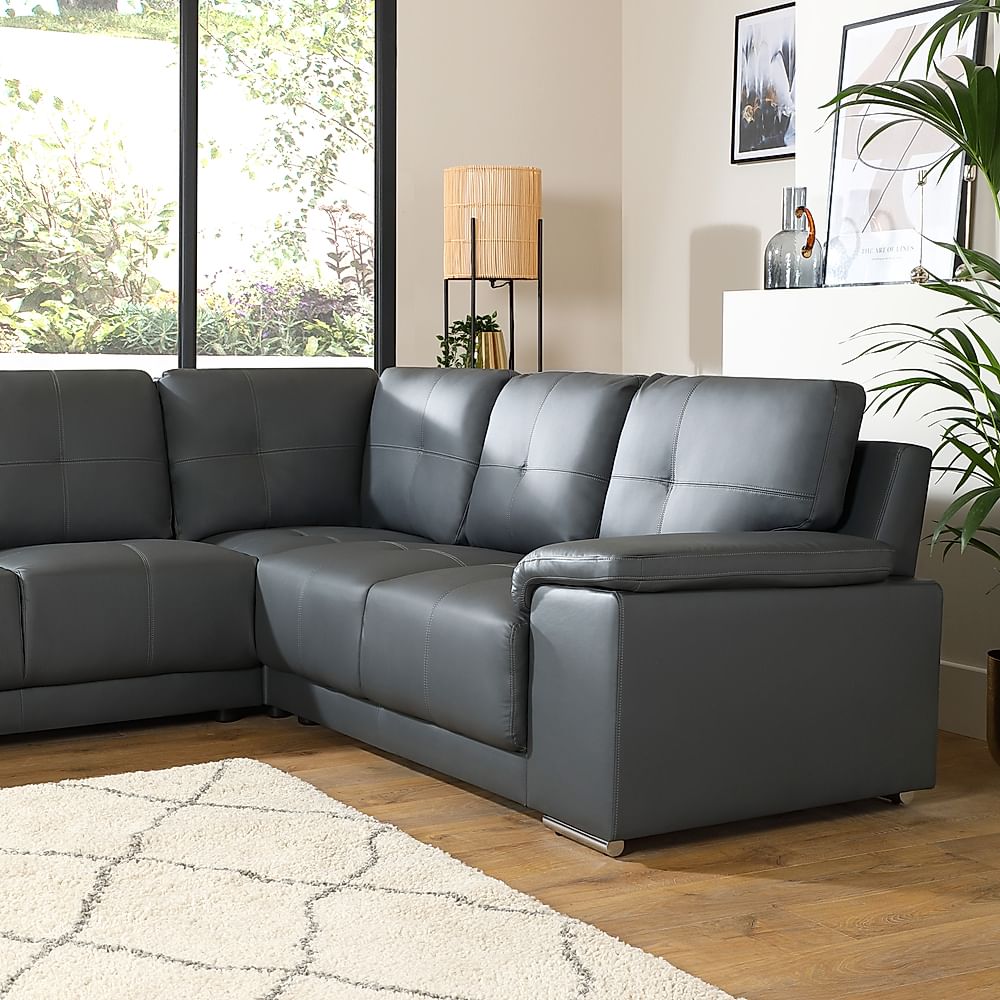 Kansas grey store leather sofa