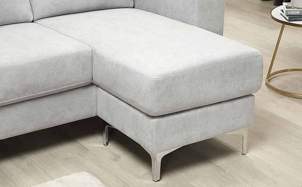 Baltimore dove grey plush fabric online l shape corner sofa