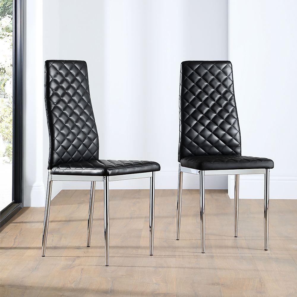 Renzo Dining Chair, Black Classic Faux Leather & Chrome Only £49.99 ...