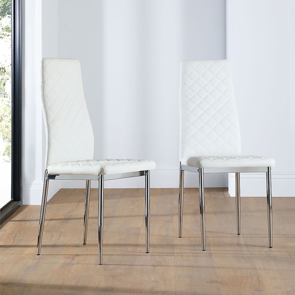 Renzo Dining Chair, White Classic Faux Leather & Chrome Only £49.99 ...