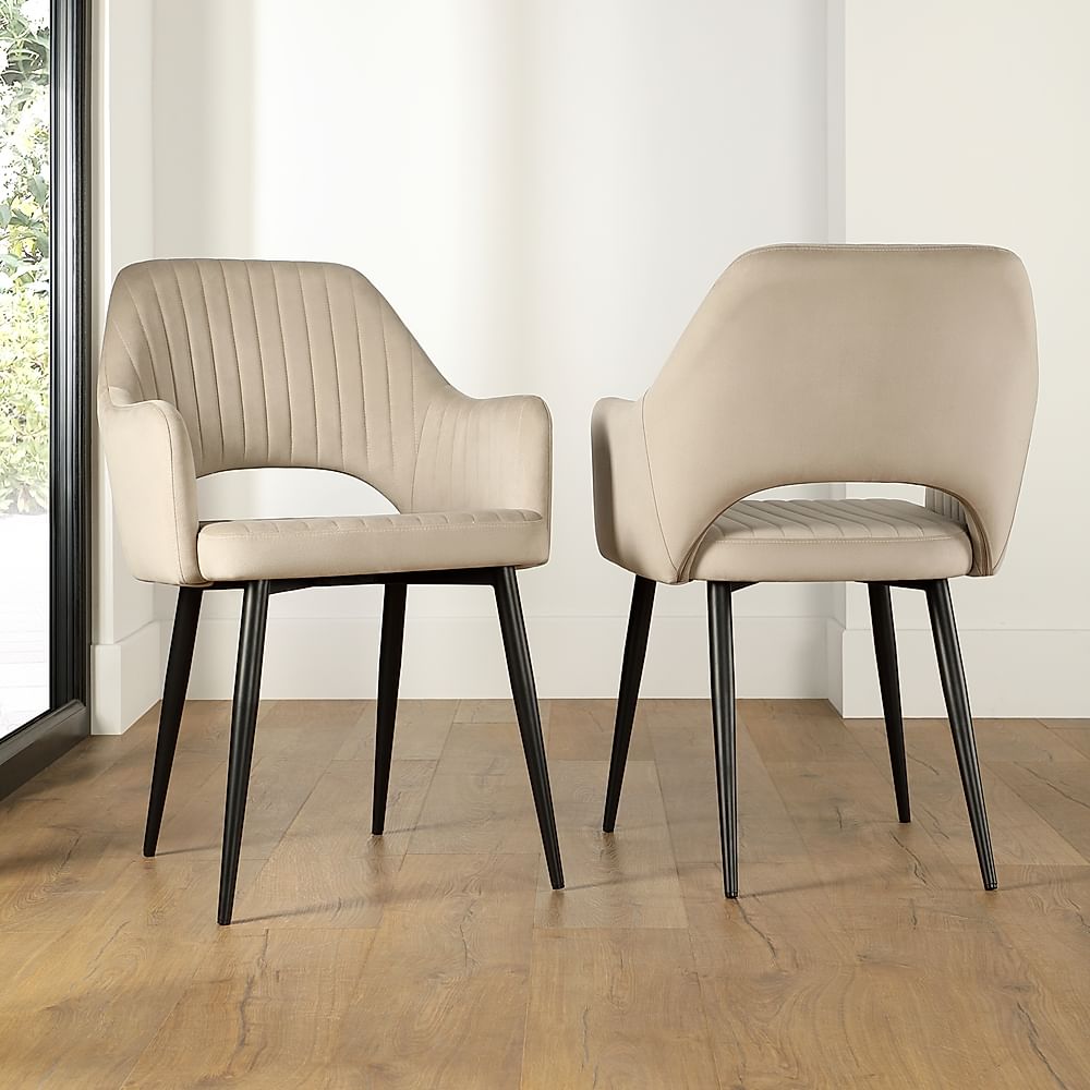 Clara Dining Chair, Champagne Classic Velvet & Black Steel