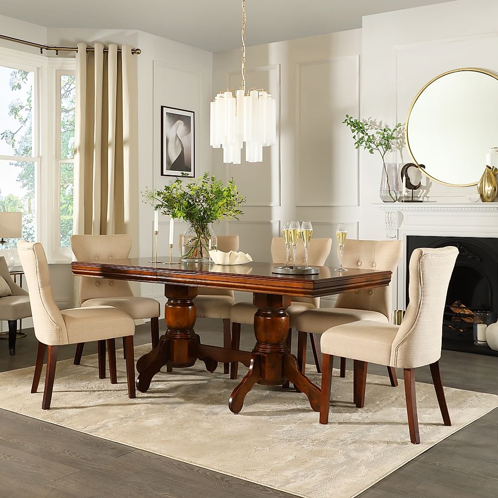 Chatsworth Extending Dining Table & 4 Bewley Chairs, Dark Solid ...