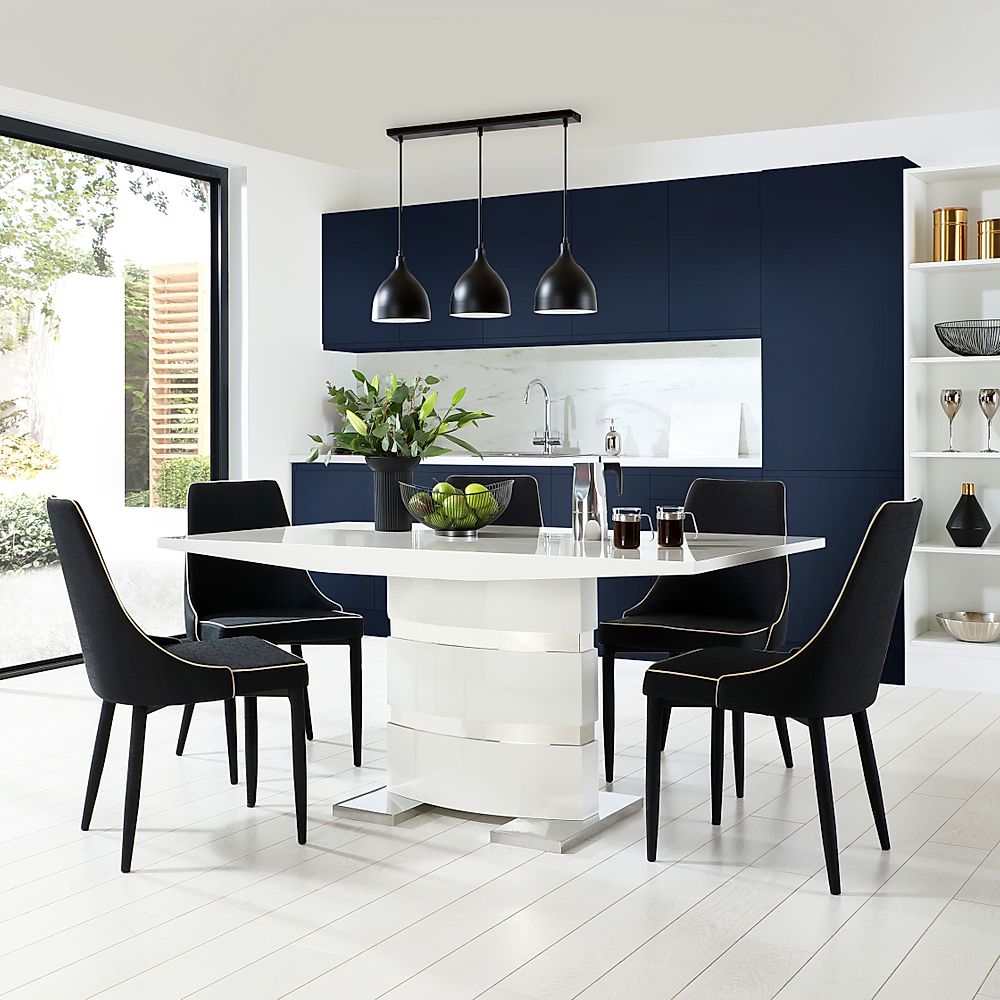 black high gloss dining table and chairs