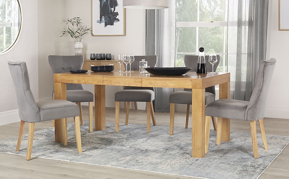 Cambridge Extending Dining Table & 6 Bewley Chairs, Natural Oak Veneer ...