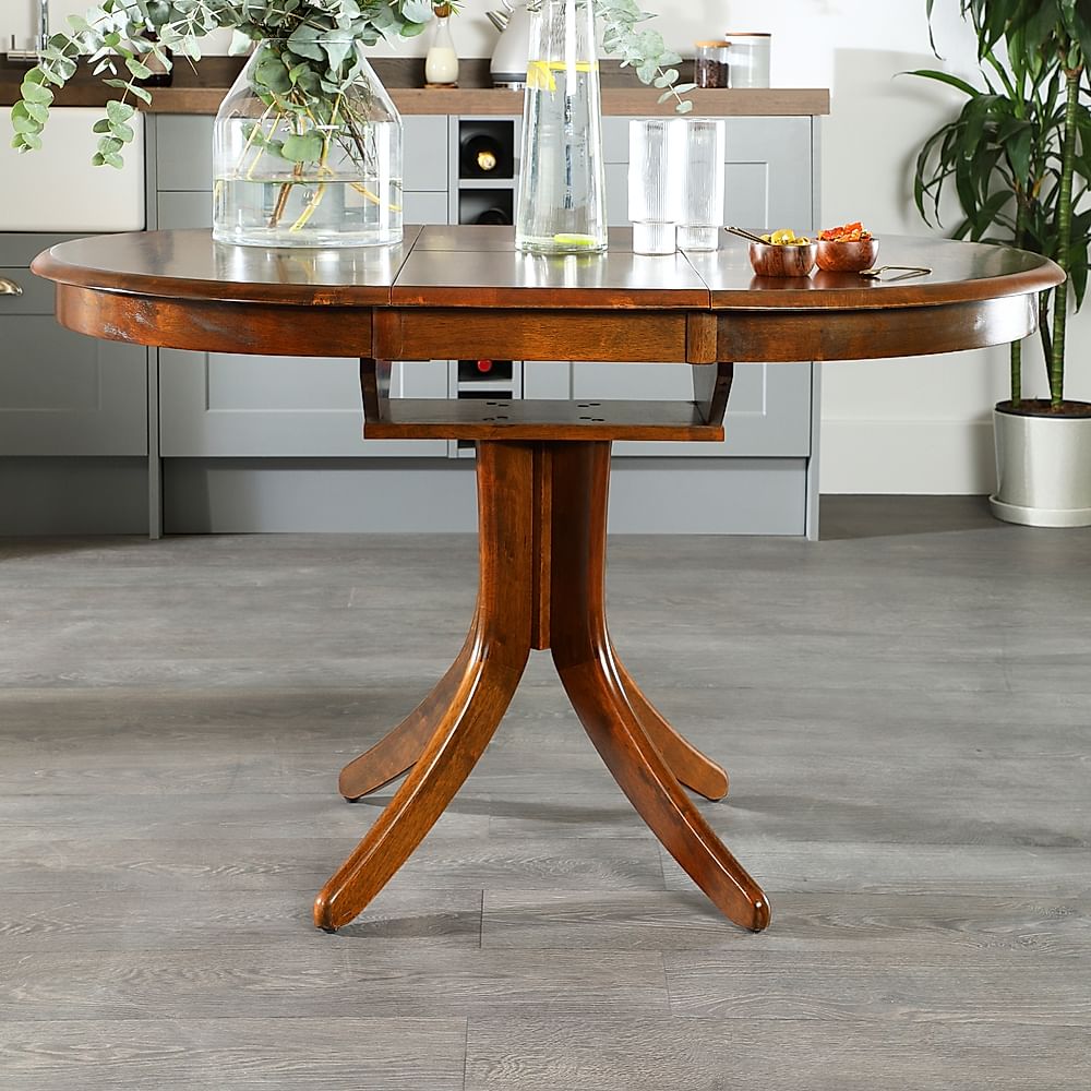 Hudson Round Extending Dining Table & 6 Bewley Chairs, Natural Oak Finish &  Grey Solid Hardwood, Grey Classic Velvet, 90-120cm Only £749.99