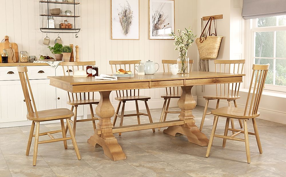 Cavendish Oak Extending Dining Table with 8 Pendle Chairs | Furniture ...