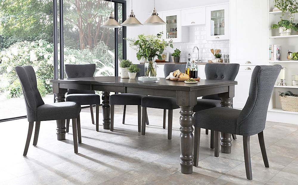 grey and wood dining room
