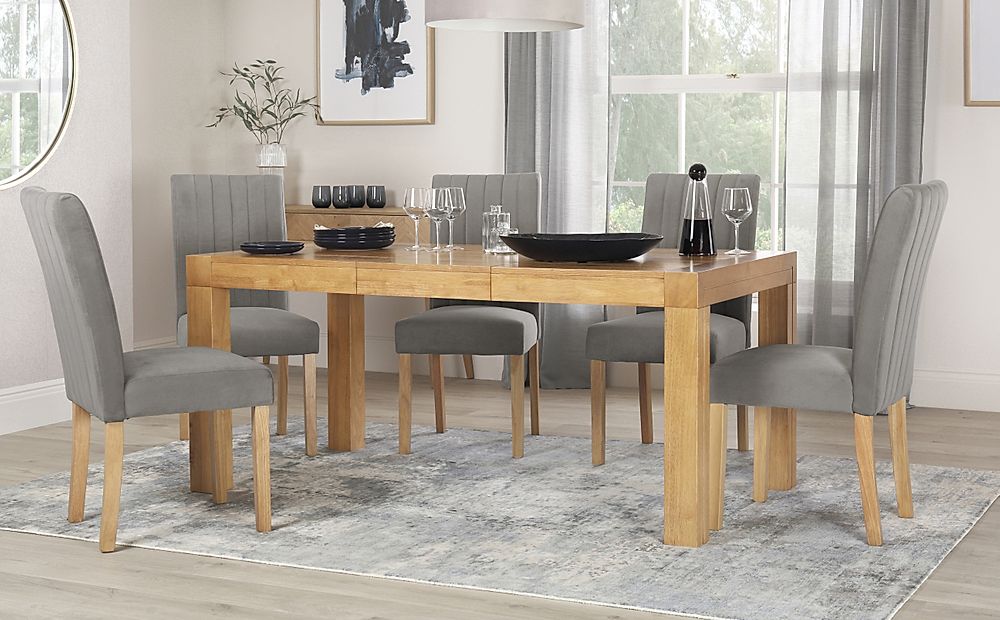 Cambridge Extending Dining Table & 6 Salisbury Chairs, Natural Oak ...